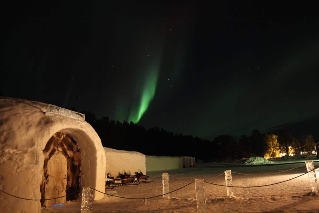 nordlys i Alta på et ishotell